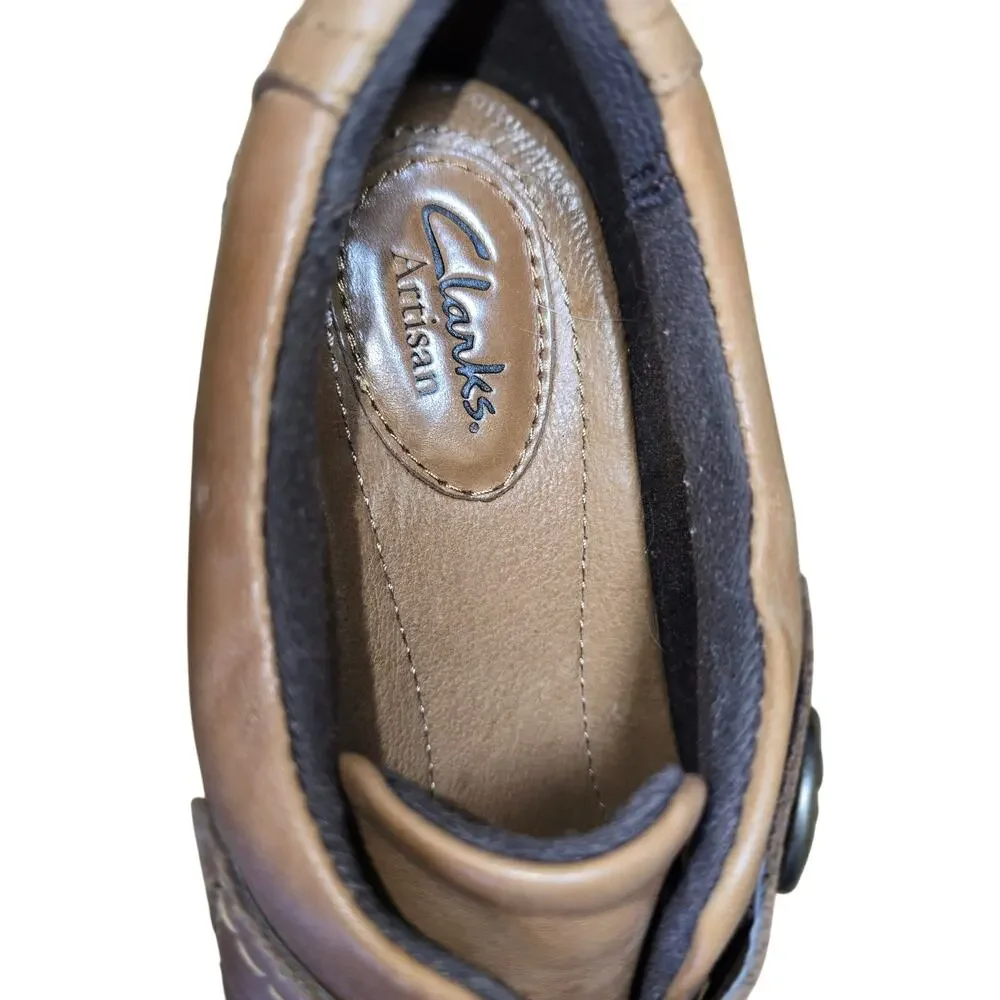 Clarks Artisan Womens Kessa Betty Brown Soft Cognac Leather Loafer Size 5M